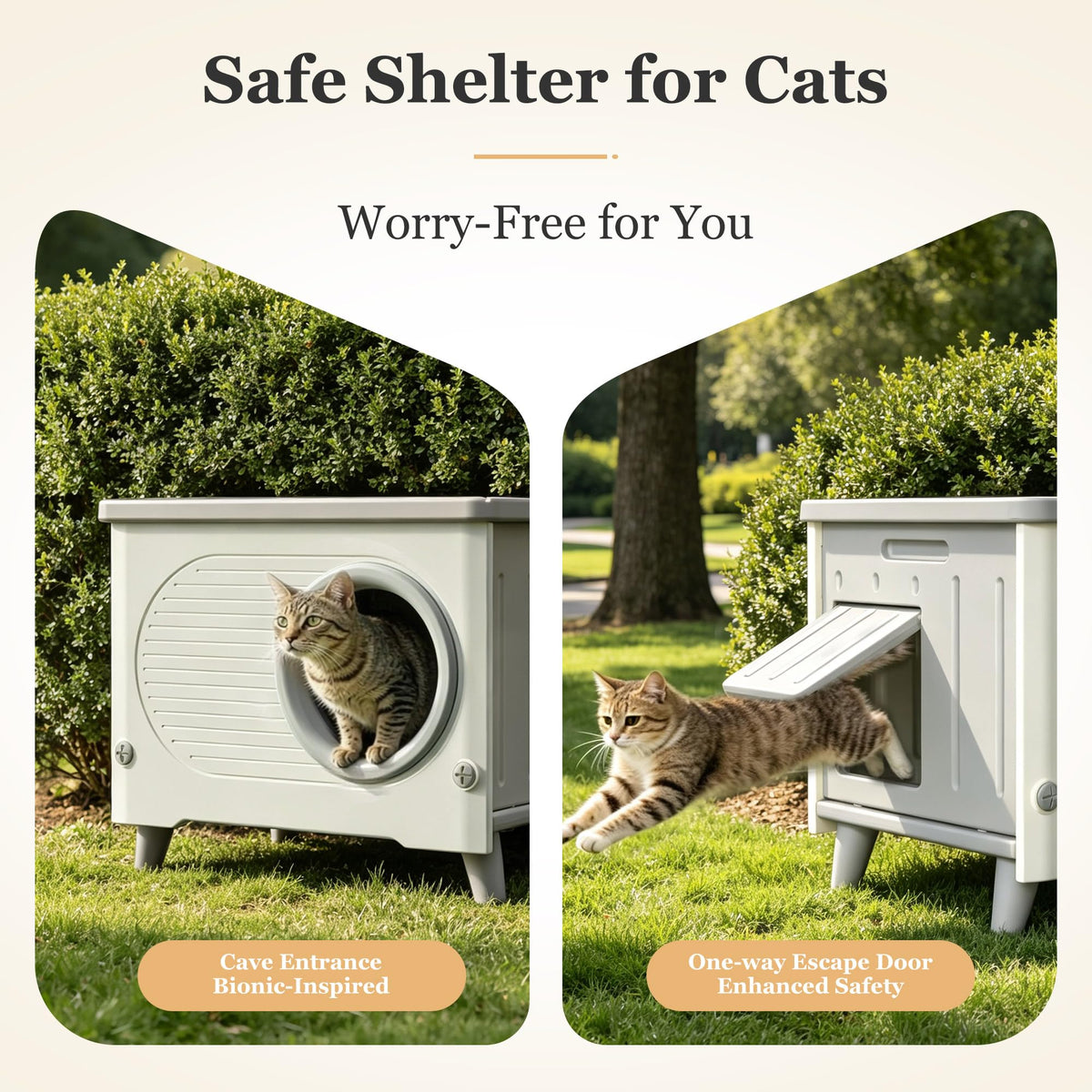 Weatherproof Elevated Outdoor Cat House with Cushion W2947