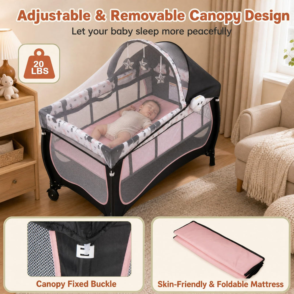 4 in 1 Portable Baby Playard with Bassinet and Changing Table W32580