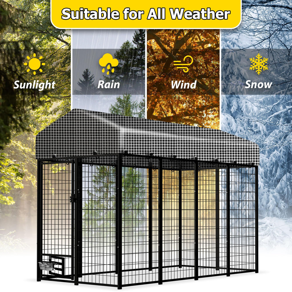Heavy Duty Outdoor Dog Kennel with Roof Cover H5375