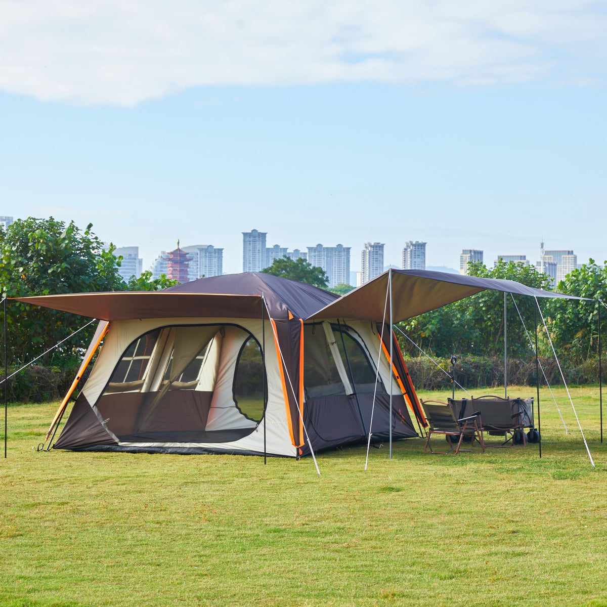 Extra Large 12-14 Person 2 Room Waterproof Double Layer Cabin Tent S433
