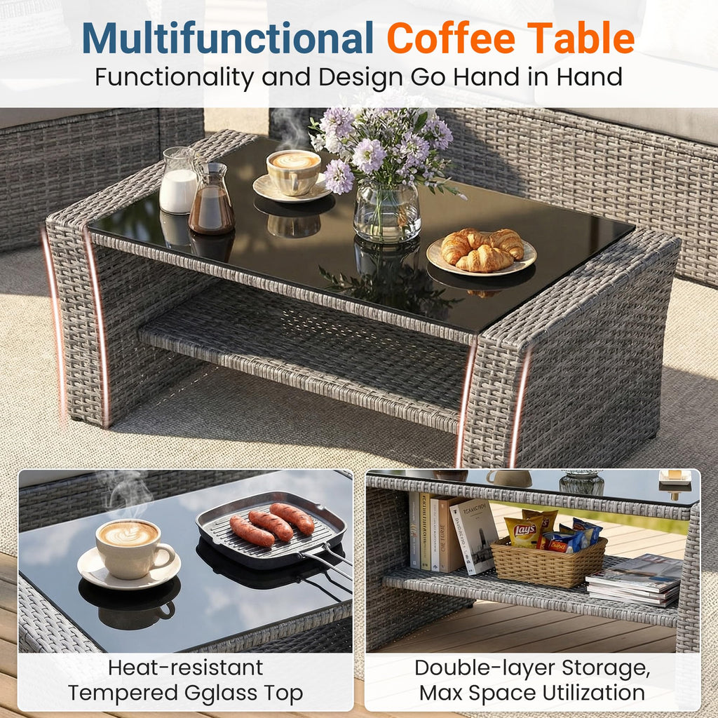 4 Piece Outdoor Wicker Patio Furniture Set O394