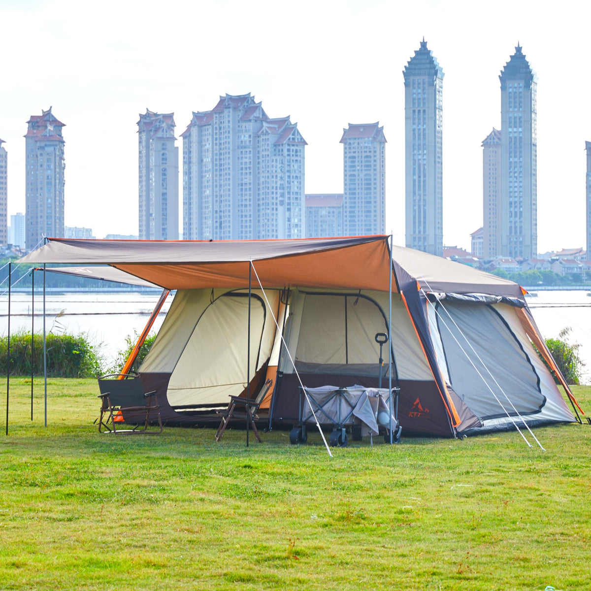 Extra Large 12-14 Person 2 Room Waterproof Double Layer Cabin Tent S433