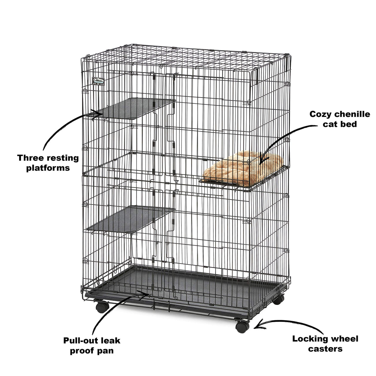 Folding Metal Cat Playpen with 3 Platforms A49709
