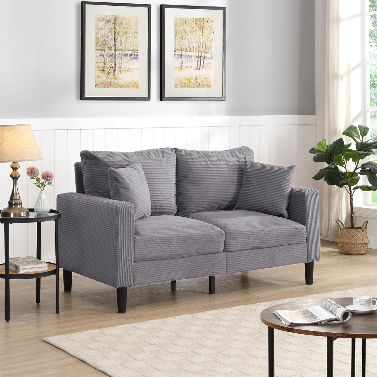 Light Gray Upholstered 2 Seat Loveseat Sofa D686365