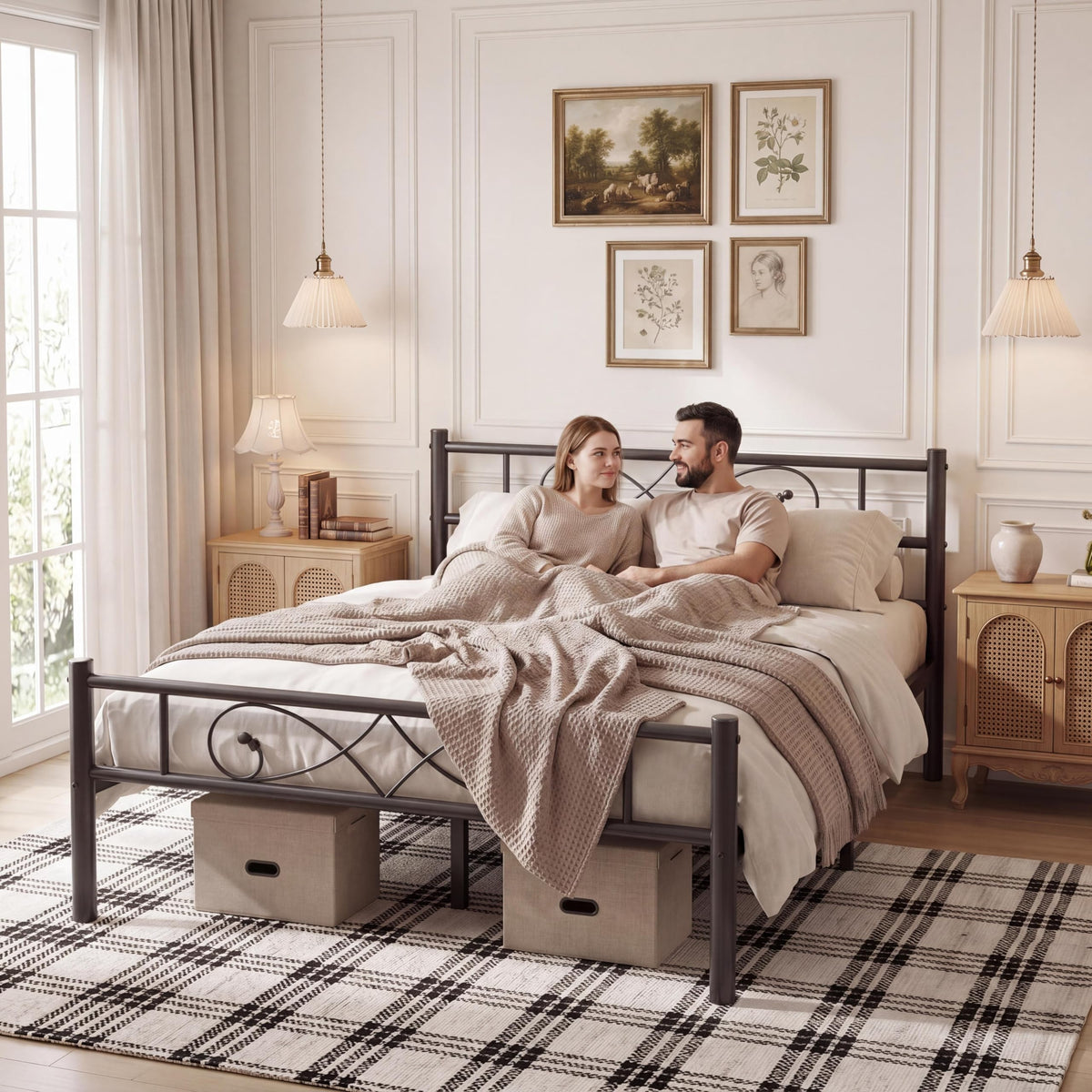 Full Size Metal Platform Bed with Under Storage U5554