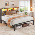 King Bed Frame with Storage Headboard and Charging Station G795