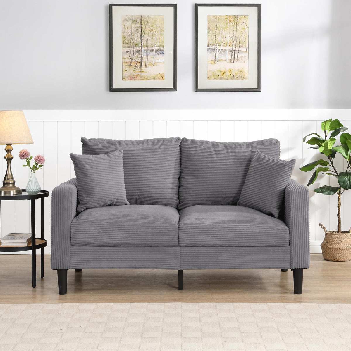 Light Gray Upholstered 2 Seat Loveseat Sofa D686365